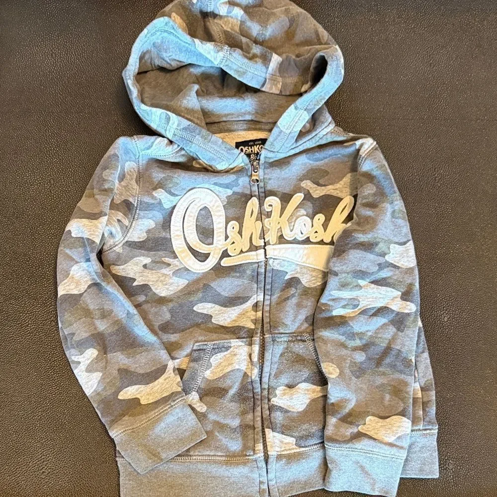 OshKosh B'gosh & Carter’s  Camo Hoodie and Navy Quarter Zip  Pullover Bundle 6
